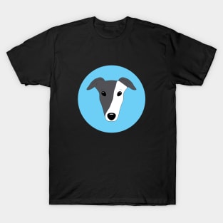 Blue and white greyhound face T-Shirt